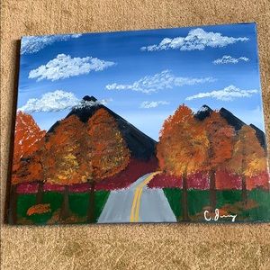 🍁Original rustic landscape acrylic painting🍁